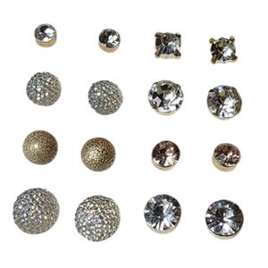 8pc JC Penny Gold plated stud Rhinestone earring set